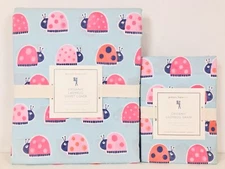 NEW Pottery Barn Kids Girl's Organic Ladybug Twin Duvet Cover and Sham, Blue