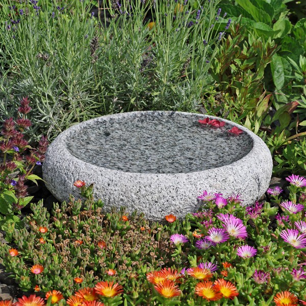 Clgarden Granit VogelträNke GVT3 Rund Ø 35Cm Vogelbad Garten Boden TräNke Stein-image