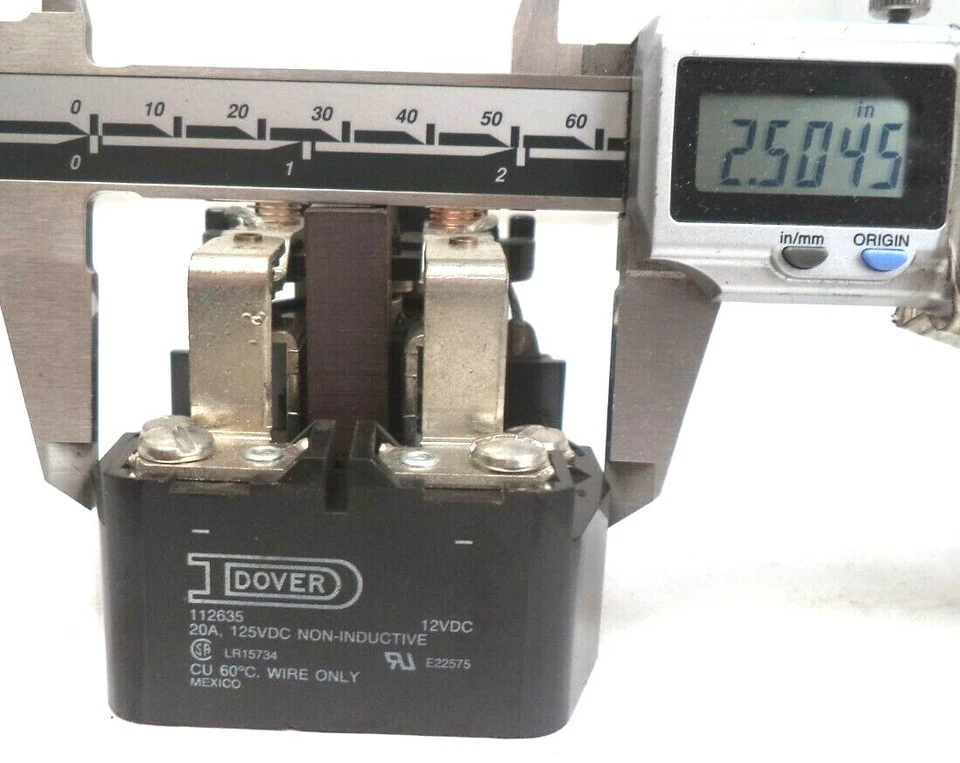 Dover 125VAC 12VDC 20A Non-Inductive Relay, pn 112635 - Image 3 of 4
