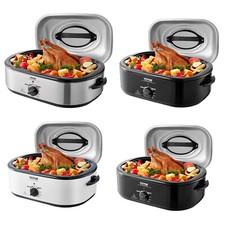 Electric Roaster Oven 18-26QT Turkey Roaster Oven w/Self-Basting Lid 1450W