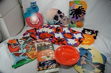 Lot Halloween Party Supplies Decorations Place Mats Table Cover Plates Unused 