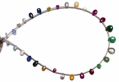 Super Fine Quality Natural Gem Emerald Ruby Sapphire Pear Shape Briolettes 10" - Image 1 of 4
