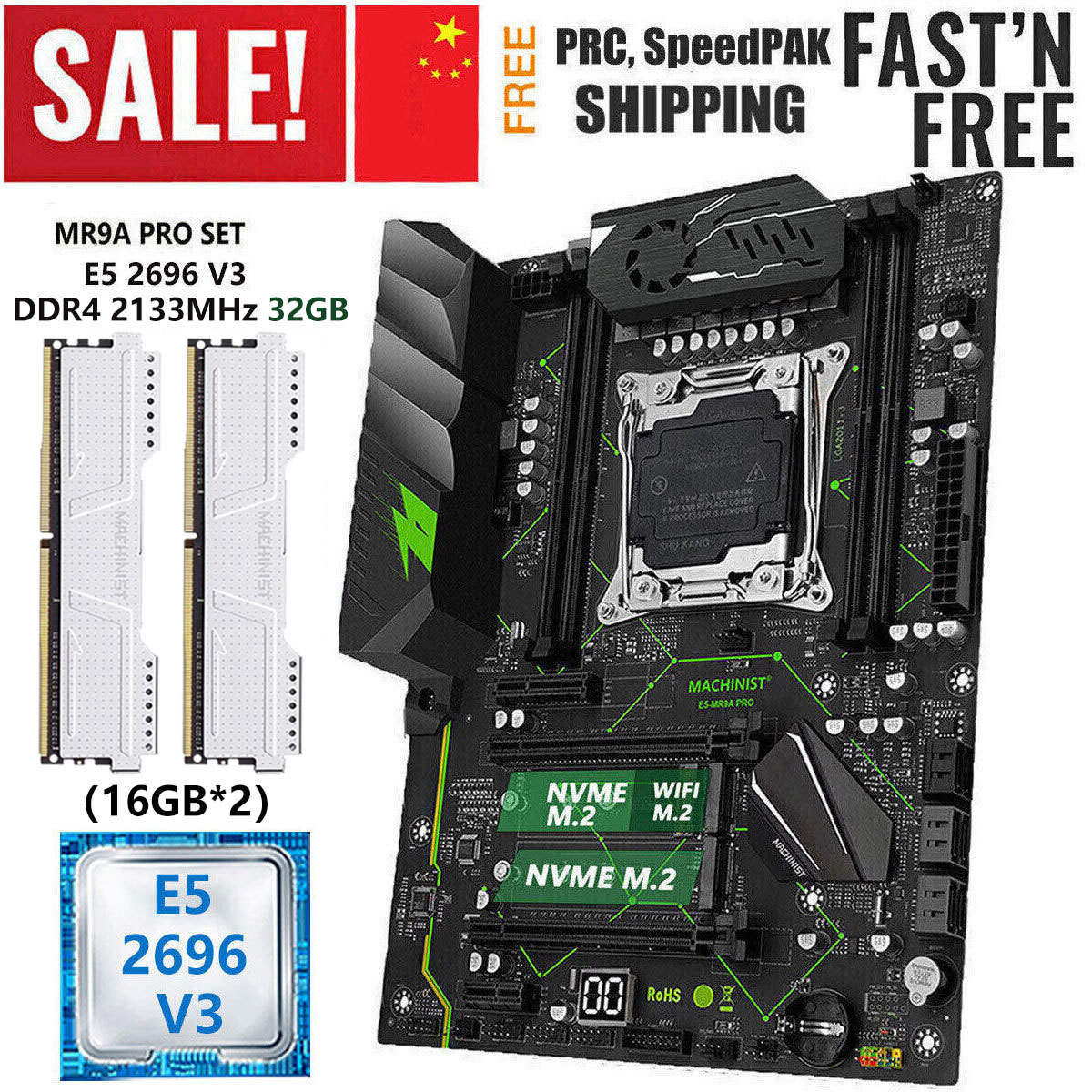 X99 Motherboard with E5 2696 V3 CPU LGA 2011-v3 32GB DDR4 2133MHz