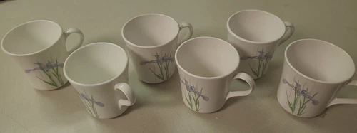 Vintage Corning Ware Corelle Shadow Iris Floral Coffee Tea Cup Mug set of 6 