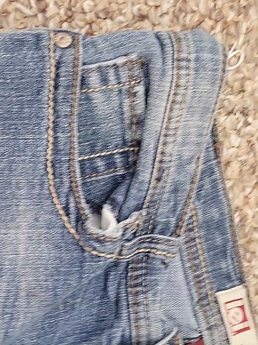 L.e.i. Chelsea Low Rise Boot Blue Jeans Button Pockets Waist Size 16 Regular - Picture 6 of 12