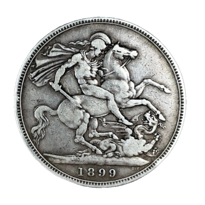 Great Britain 1899 LXII .925 Silver Crown Queen VICTORIA XF Coin