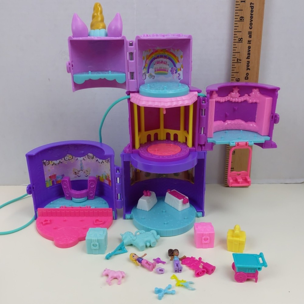 Polly Pocket Spin Surprise Birthday Cake Unicorn Accessories Theme Playset