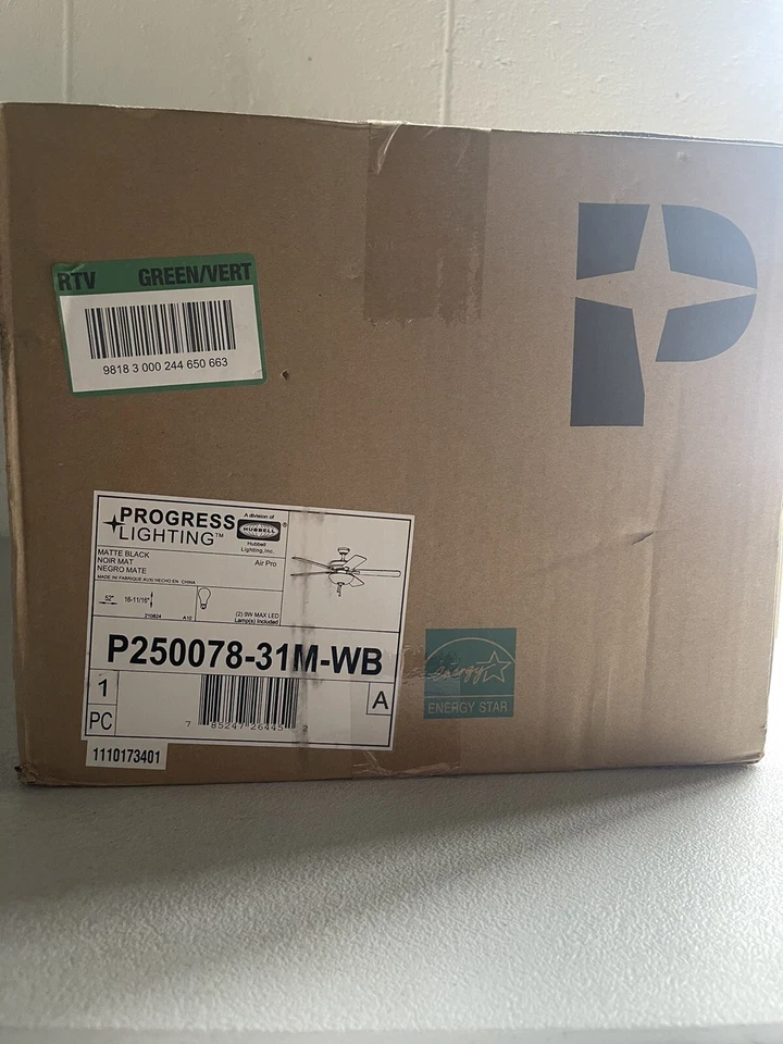 Progress Lighting AirPro 52 in. Matte Black 5-Blade ENERGY STAR Rated AC Motor - Image 2 of 4