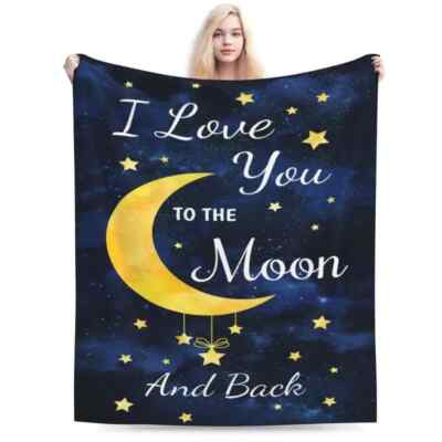 I Love You To The Moon and Back Mink Touch Fleece Blanket Valentine's Day gift