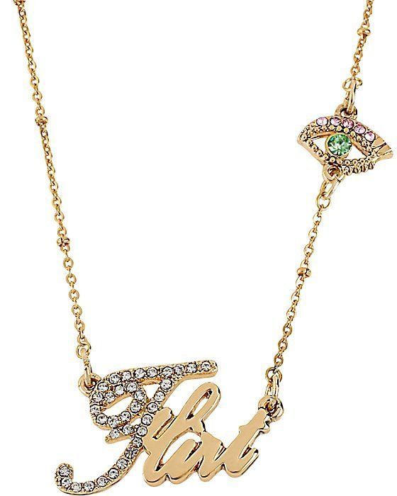 NWT Betsey Johnson Gold tone Word 'FLIRT' Frontal Necklace 