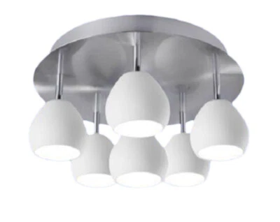 Halogen Deckenleuchte aus Opalglas Nickel matt 6xGY6,35 max. je 35W Ø38cm - Bild 1 von 2