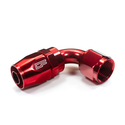 ColorFittings Red 10AN / Ten AN 90 Degree Female Aluminum Hose End Fitting