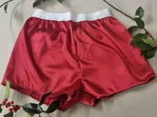 mens silky satin christmas RED boxer shorts briefs  handmade in france