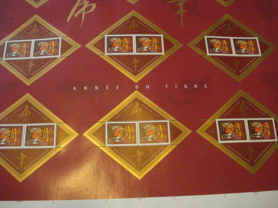 VINTAGE 1998 YEAR OF THE TIGER/ANNEE DU TIGRE UNCUT PRESS SHEET(24 STAMPS) - Image 3 of 4