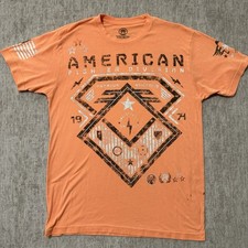 American Fighter Premium Graphic Orange T-Shirt Men  s XL Short Sleeve Read 