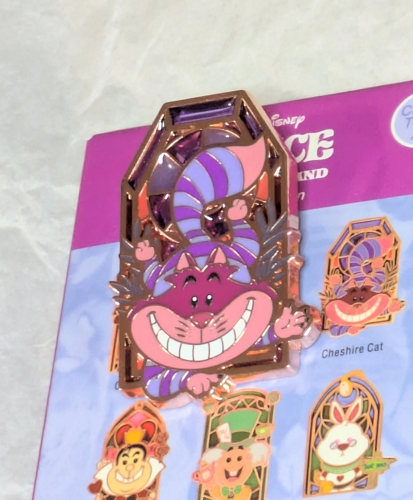 Disney Alice In Wonderland Stained Glass Blind Box Pin - Cheshire Cat - Opened