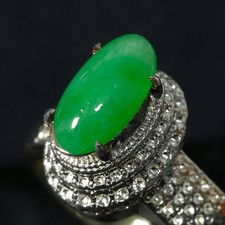  1.60ct Natural Jadeite, Vivid Green, Untreated, Burmar Gem, Ring Size 8 US