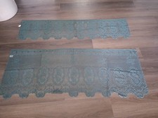 Vntg Hand Embroidered Valence And Curtain Gre...
