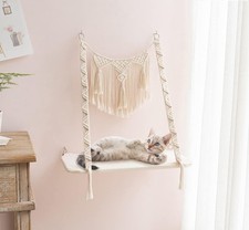 Cat Window Perch Macrame Cat Hammock Boho Wall Mounted Pet Resting Seat Bed f...