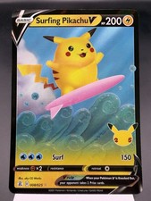 Surfing Pikachu V 008/025 - Ultra Rare Holo - Celebrations Pokemon Card NM