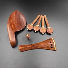 5 sets new natural rosewood 4/4 violin accessories peg tailpiece chinrest endpin