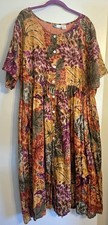 La Cera Novelty 3X Dress Short Sleeve Relax Button Front Whimsical Lightweight 