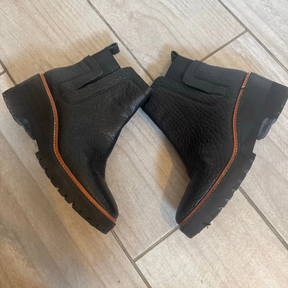 Vince Camuto Dendra черный кожаный на танкетке ботинок лодыжки каблука загрузки женщин Sz 9,5 - Изображение 3 из 4