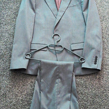 River Island Men’s Grey Herringbone 2-Piece Suit Jacket 42R Trousers 34R