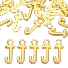40Pcs Letter Charm Alloy Letter J Alphabet Charm for DIY Crafts Gold