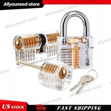 3Set Acrylic CLEAR Practice Lock Transparent ...