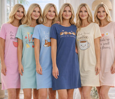 Womens Short Sleeve Nightie NightDress 100% Cotton Night Shirt Nightie pyjama pj