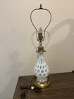 Vintage Milk Opalescent Fenton Coin Dot Lamp - White Milk Glass - Works!