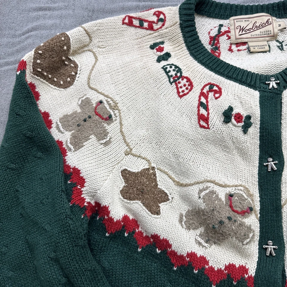 Suéter de Navidad Woolrich Vintage Pan de Jengibre Vacaciones Cárdigan Tejido Mediano Foto 4 de 4