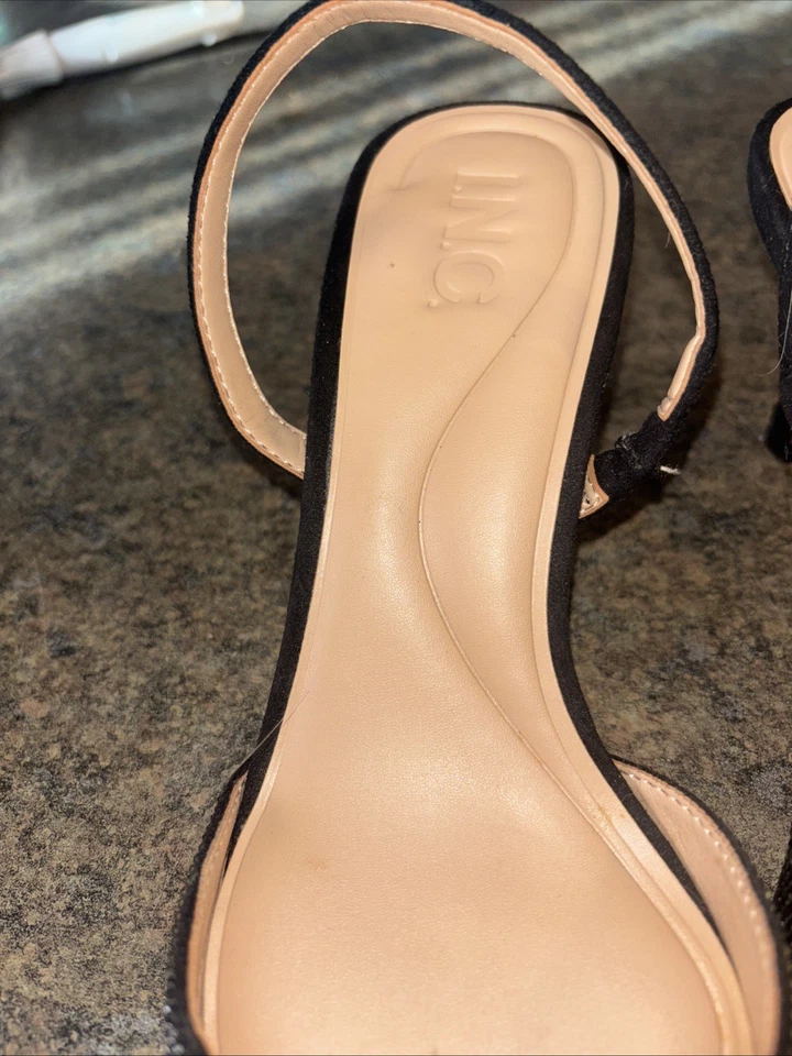 I.N.C. Women’s Size7m Gelsey slingback kitten heel pumps black rhinestones bow - Image 2 of 4