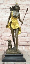 Beautiful Aldo Vitaleh French Art Deco Paris Diana Bronze Sculpture Statue Sale
