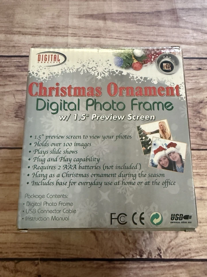 Digital USB Photo Frame Christmas Ornament - Holds 100 Photos Brand New NOS - Image 2 of 4