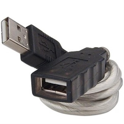 New 30 inch (2.5 Foot) USB A (M) to A (F) Extension Cable (Black, Silver)