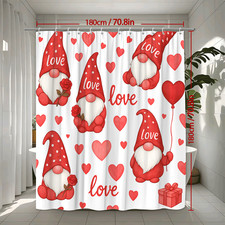 Cute Red Love Gnome Shower Curtain for Valentine's Day
