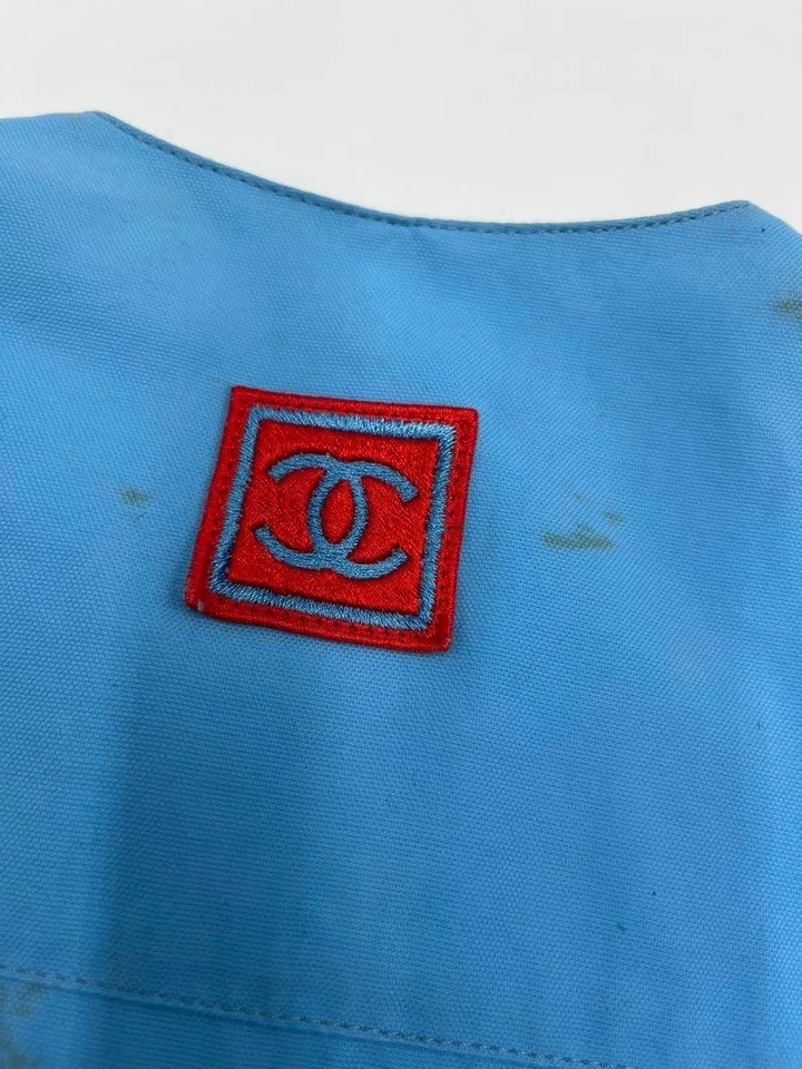 香奈儿运动正品女式夹克背心标志拉链蓝色布劳森网眼 CC 标志 — 第 4/4 张图片