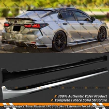 For 18-24 Toyota Camry Yofer Celestial Silver Black 2 Tone Side Skirt Extension