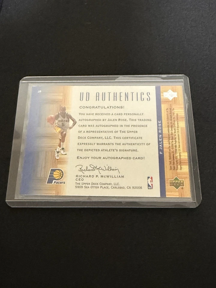2000 UD AUTHENTICS HARDCOURT AUTOGRAPH #JR JALEN ROSE - Image 2 of 2