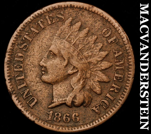 1866 Indian Head Cent - Scarce  Very Fine  Semi-key  Better Date  #G9289