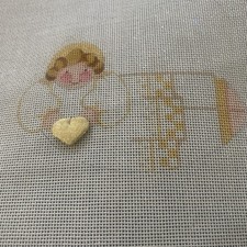 handpainted needlepoint canvas Gold Heart Angel 5  Christmas Ornament
