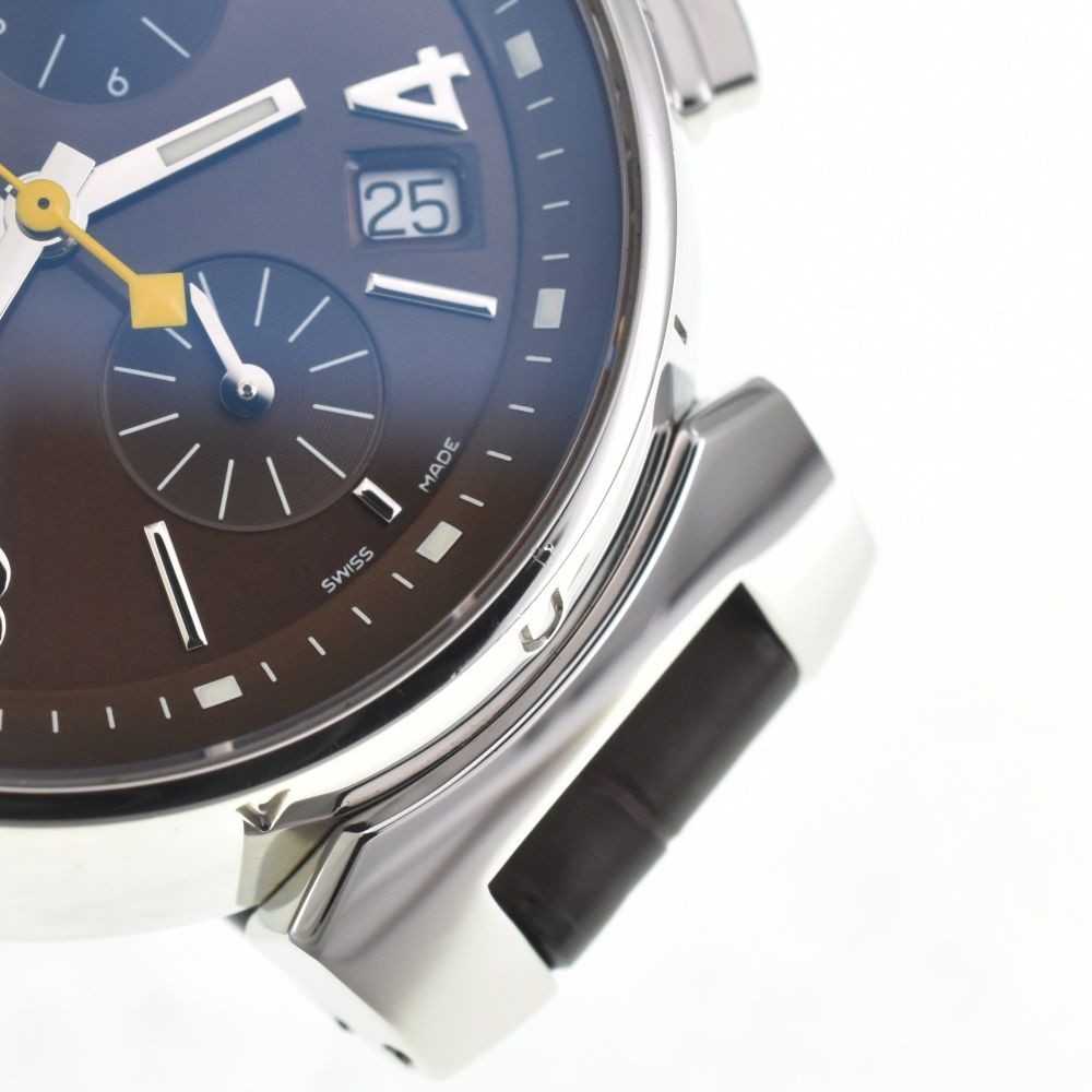 Louis Vuitton Tambour Chronograph Q1321 Women's Watch SS Leather Brown Used From thumbnail 9