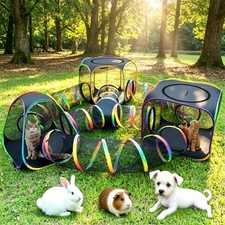 Outdoor Cat Enclosure, Portable Cat Tent with Tunnel Popup Catio