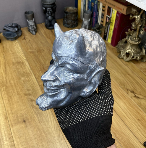 Rare Vintage Devil Ashtray USSR Metal Demon Mask Mephistopheles Gothic Decor