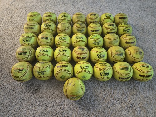 Lot of 36 Mixed 12" Slowpitch Softballs - Dudley Thunder, Worth, MacGregor X100