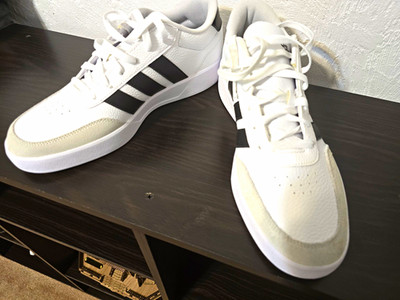 adidas Men's Low Top Lace-Up Athletic Sneakers White/Black Rubber Outsole