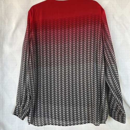 Calvin Klein edel transparent und gefüttert V-Ausschnitt Langarm rot schwarz weiß Large - Bild 5 von 11