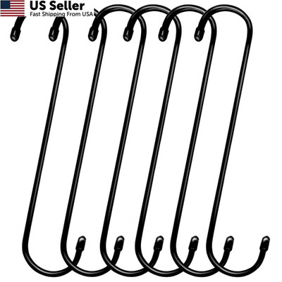 ESFUN 6 Pack 12 inch Extra Large S Hooks Black Heavy Duty Long S 